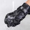 Thermal Fleece PU Leather Gloves Thickened Waterproof Gloves New Touch Screen Gloves  Skiing