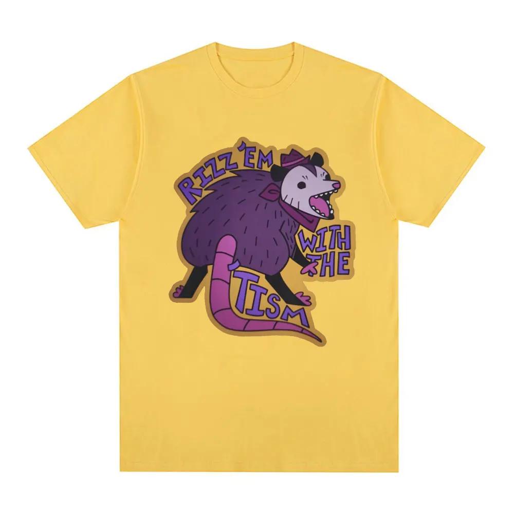 

Рицц Эм с футболкой Tist Аутизм Смешной Мем с Опоссумом Футболка Летняя 100% Хлопок Повседневная Футболка с Круглым Вырезом и Коротким Рукавом XXXXL