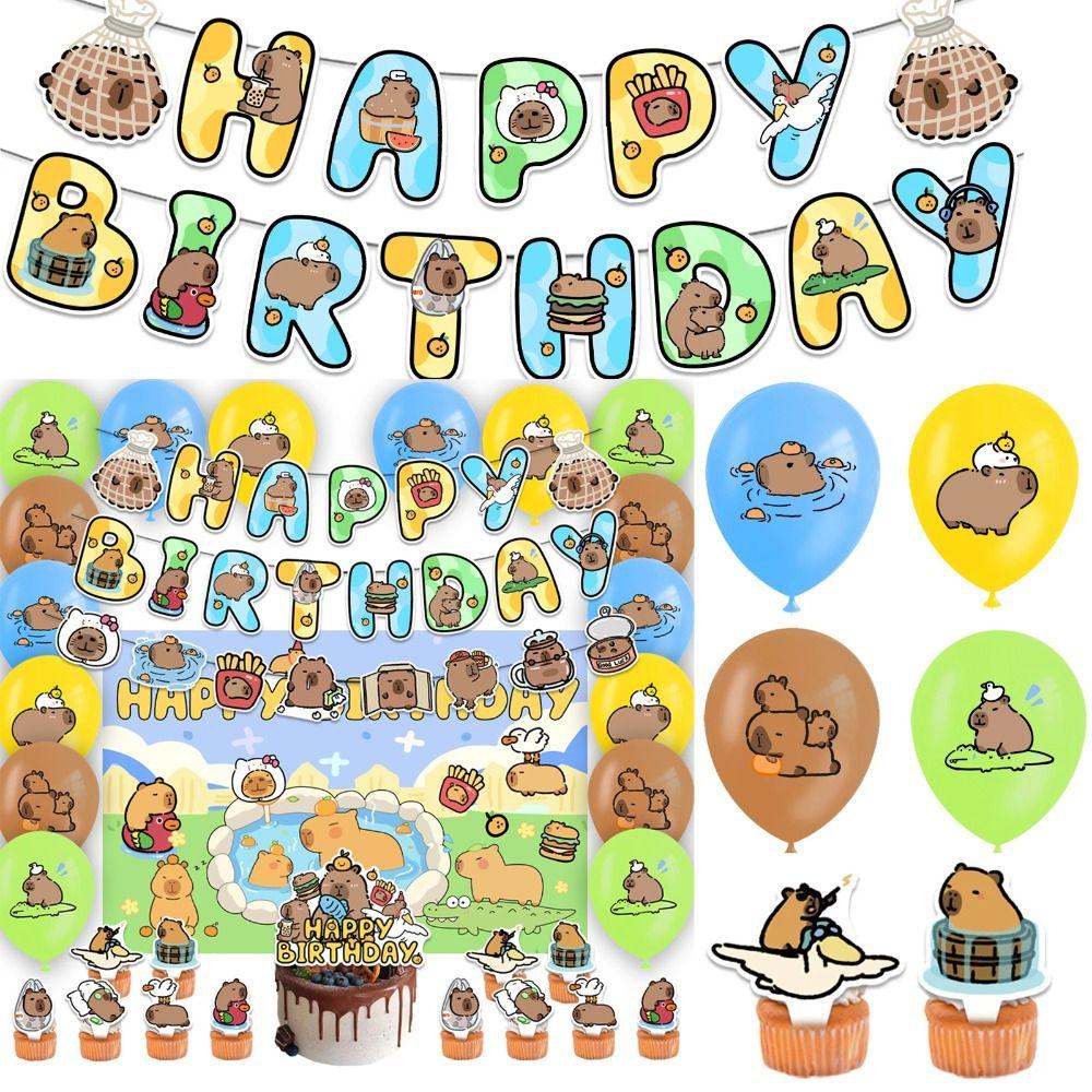 

Капибара Праздничный Декор Мультфильм С Днем Рождения Баннер Украшения на День Рождения День Рождения