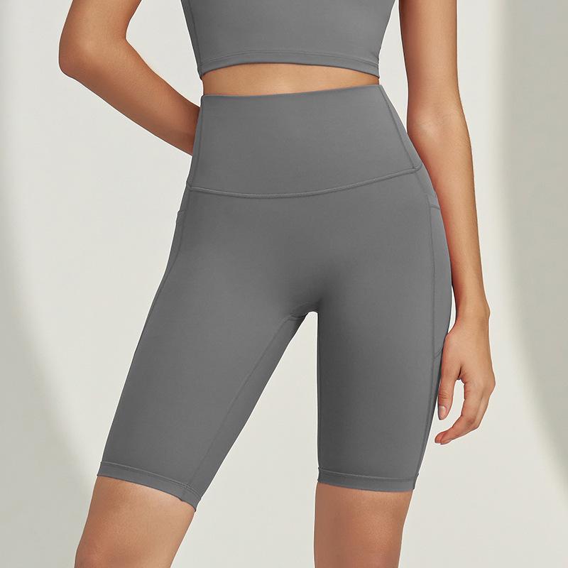 

Шорты для йоги из лайкры с высокой талией и эффектом «персиковых ягодиц» - Без неловких линий, дизайн «пять точек» для женщин 2XL