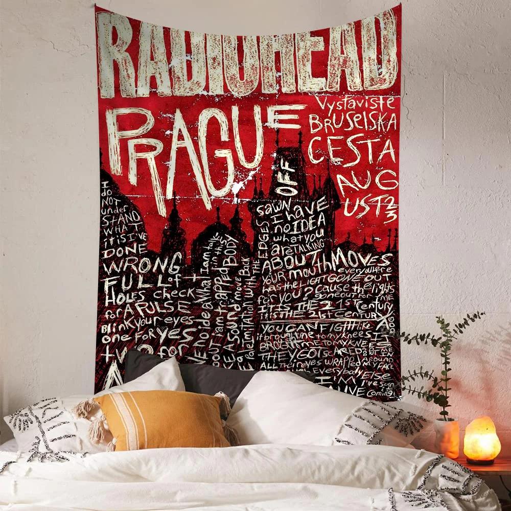 Vintage Rock Band Characters Radiohead Printed Large Wall Tapestry Indian Buddha Wall Decoration Witchcraft Bohemian Hippie