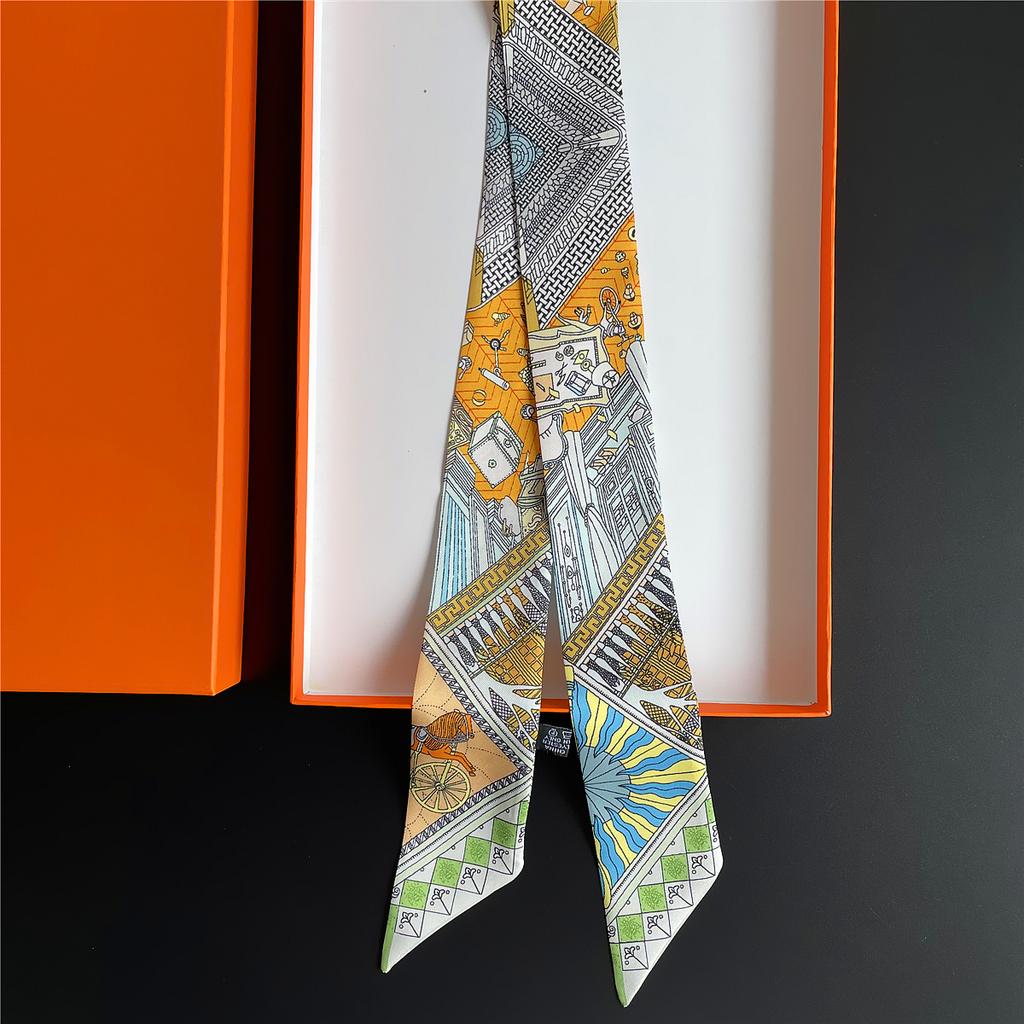 Brand Design Twill 100% Silk Scarf Luxury Fashion Scarf Women Foulard Skinny Bag Scarves New Hot Neckerchief Hair Headband