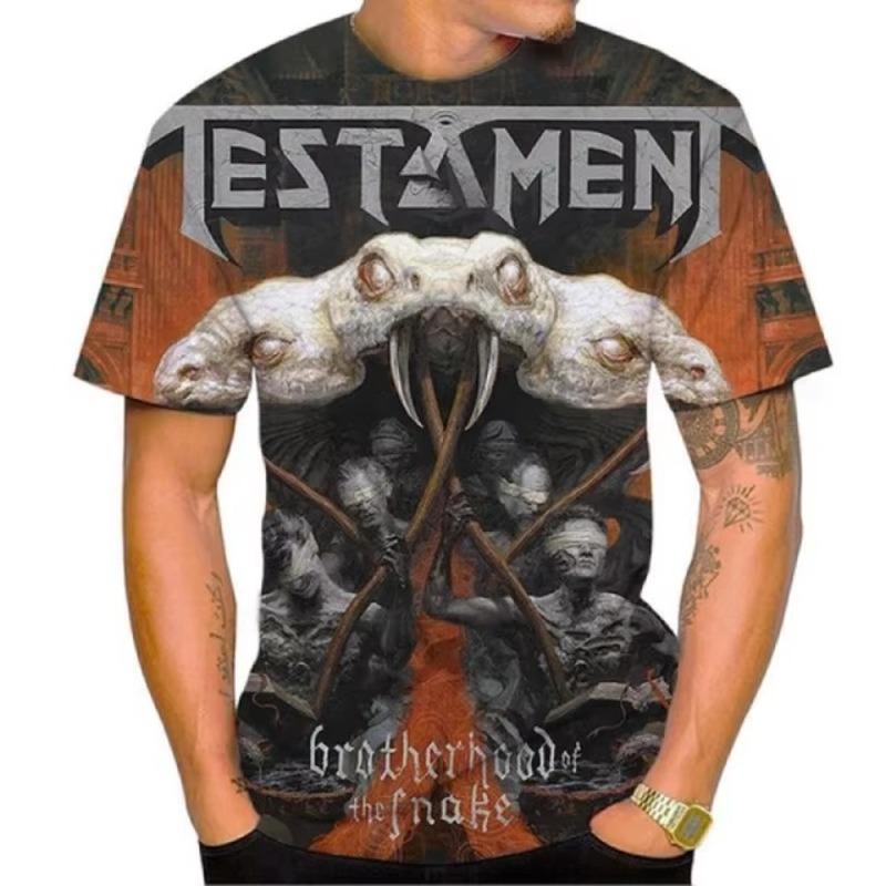 Summer New Fashion American Heavy Metal Testament Band Men's 3d Printing T Shirt Unisex Hip Hop Casual T-shirt Cools Rock Street