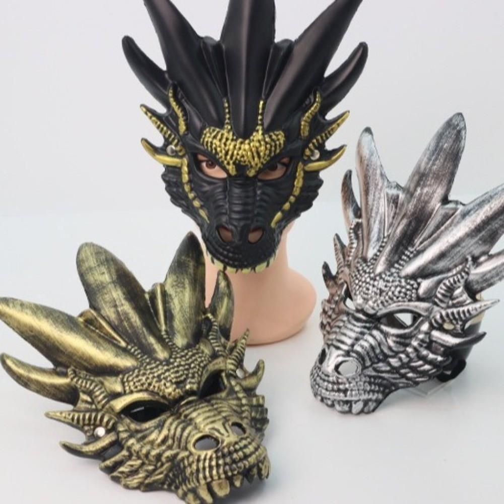 Plastic Dragon Head Mask Full Face Masquerade Mask Punk Halloween Mask  Makeup