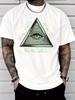 Men'S Fashionable Casual Trendy Short-Sleeve T-Shirt, Featuring The "All-Seeing Eye Triangle True Eye Awakening True Lie" Design, Street Style Adult M