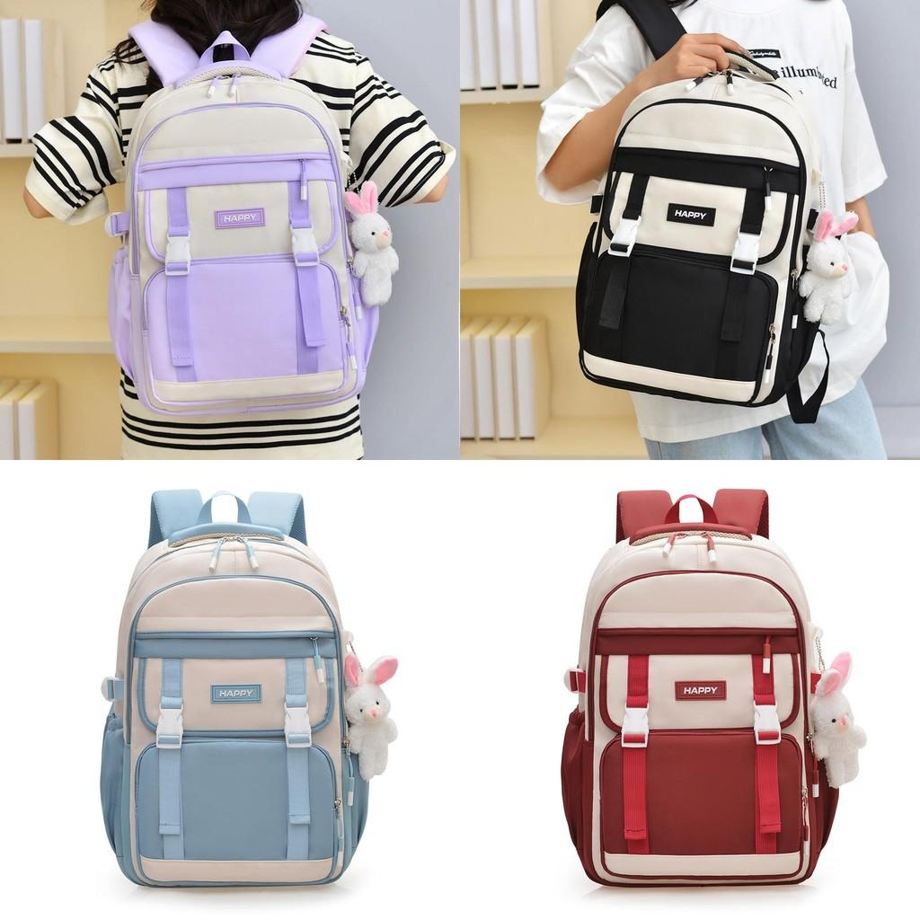 Simplistic Multicolor Nylon School Bag With Ergonomic Straps For High School And Middle School Use