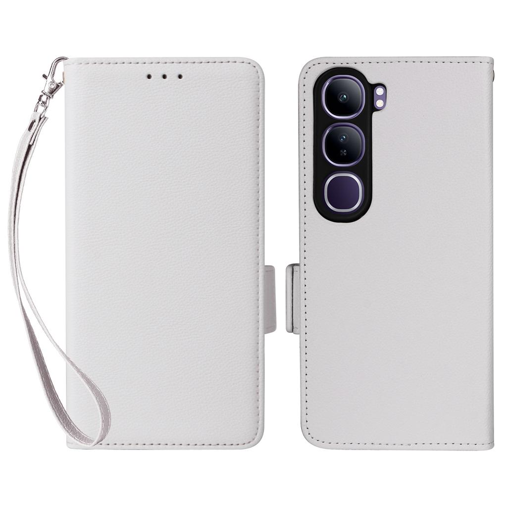 Leather Case with Wrist Strap for Vivo V40 SE 5G 80W/V40 Lite (Indonesia) 4G/5G Litchi Texture Wallet Flip Phone Cover