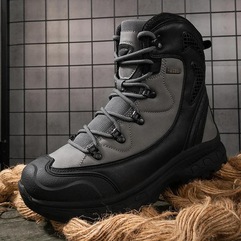 Fashion Fashion Lace Up Outdoor Male Booties Men Casual Boots Platform Desert Boots Men's Lace-Up Ankle Boots Winter Plush Snow Boots