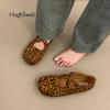 Fashion Brand Design Leopard Print Ballet Flat Woman Cross Buckle Strap Mary Jane Shoes Ladies Autumn Casual Faux Suede Shallow Loafers