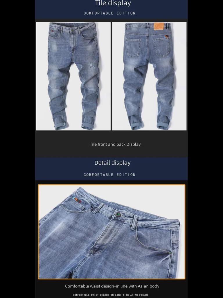 Men's Korean Style Slim Fit Elastic Jeans - Casual Straight Trousers for Spring