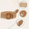 Round Buckle Waist Belt Straw Braided Belt Retro Woven Waistband  for Holiday