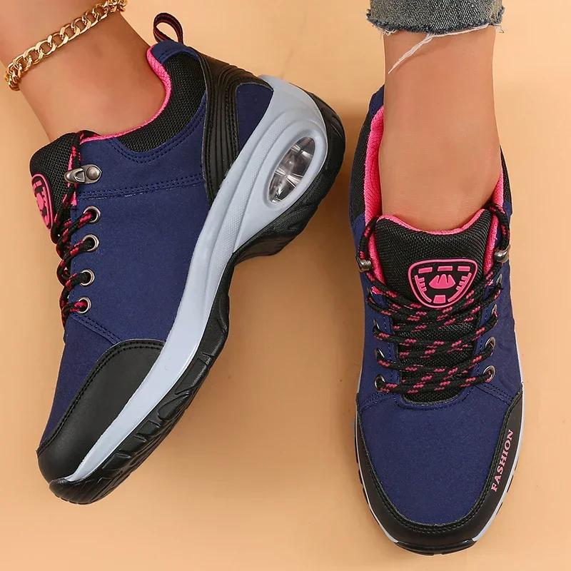 Women's Hiking Shoes Fashionable Luxurious Wedge Running Shoes Shock-absorbing Breathable Comfortable Outdoor Camping Sneakers