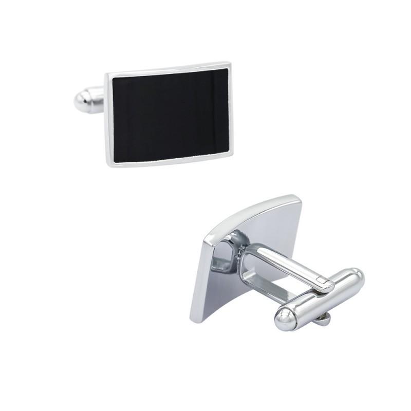 Classic Business Rectangular Black Enamel Metal Cufflinks Men s French Shirt all-natural