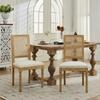Farmhouse Dining Chairs Set of 2, Wood Frame, Rattan Back, Breathable Linen Upholstered, Cushion with Foam & Steel S Spring, Vintage Side Chairs