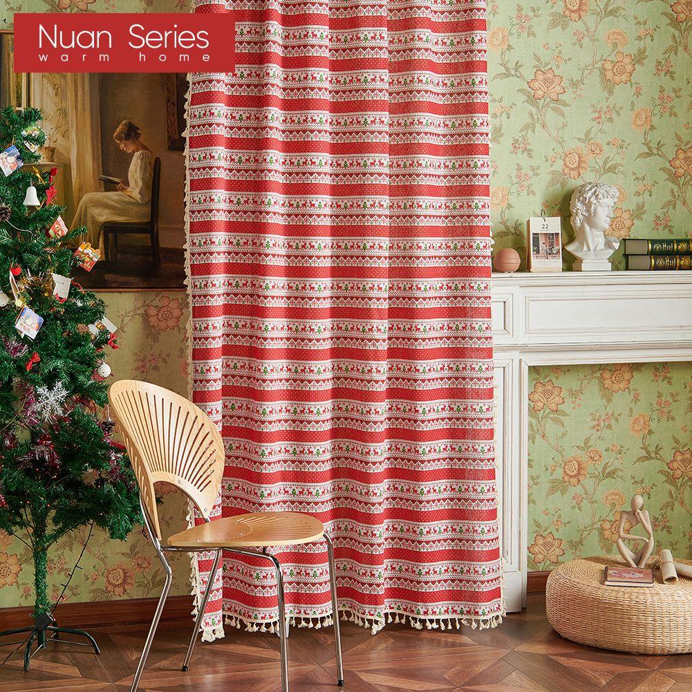 1PC Nuan Series Fashionable and Versatile Bohemian Style Cotton and Linen Comfortable Tassel Curtains for Small Windows Balcony