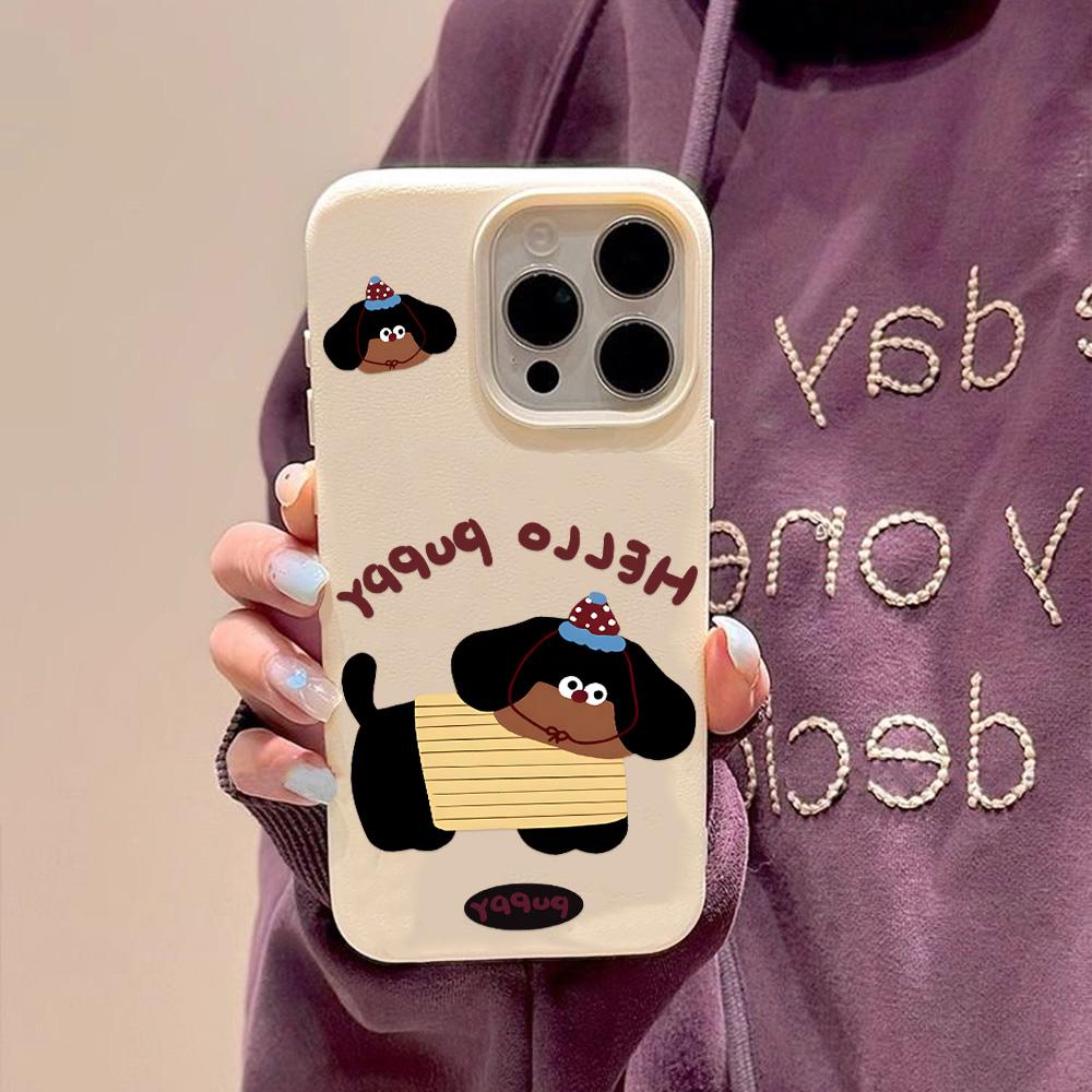 Husă pentru telefon cu senzație de piele pentru iPhone 11 13 16 Pro Max iPhone XR XS Max 14 15 Pro Max 12 13 Pro Max 16 Plus 13 Pro 14 Pro desene animate pictate Macaron Culori