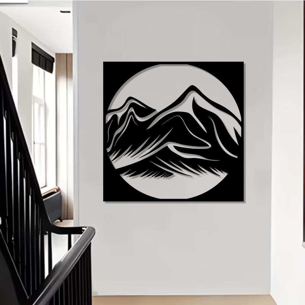 1pc Rust Resistant Mountain Metal Wall Art, Nature Lover Gift for New Year Christmas, Indoor Outdoor Garden Fence Living Room Decor