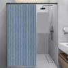 Magnetic No-Drill Waterproof Folding Shower Curtain Set for Bathroom Wet/Dry Separation