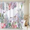 1 Pc Floral Pattern Polyester Material Shower Curtain Waterproof Fabric,  Flowers Leaf Printed Partition Curtain for Bathroom