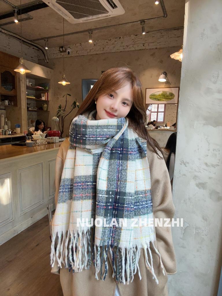 Korean Solid Color Versatile Imitation Cashmere Scarf Female Winter Student Warm Thickened Scarf Popular Scarf Collection Wholesale