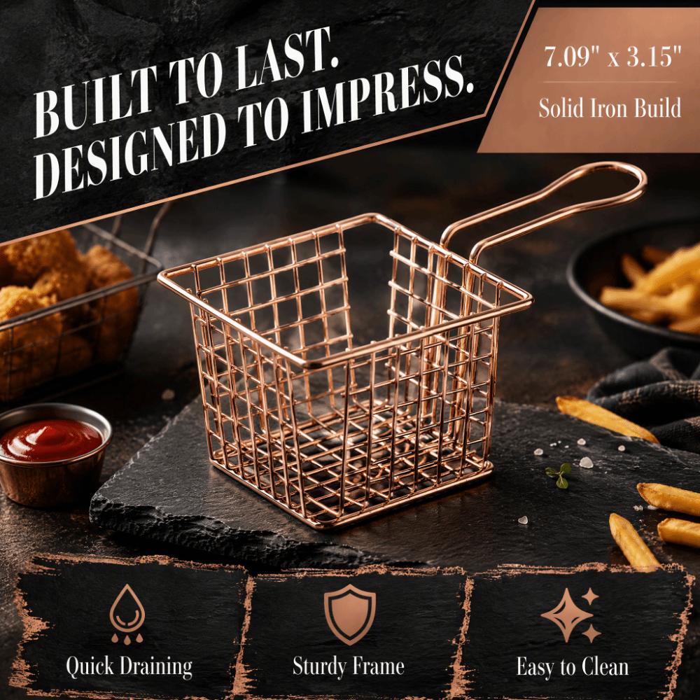 Silver Rose Gold Gold French Fry Holder Square Shape Frying Strainer Fryer Basket Cooking Frying