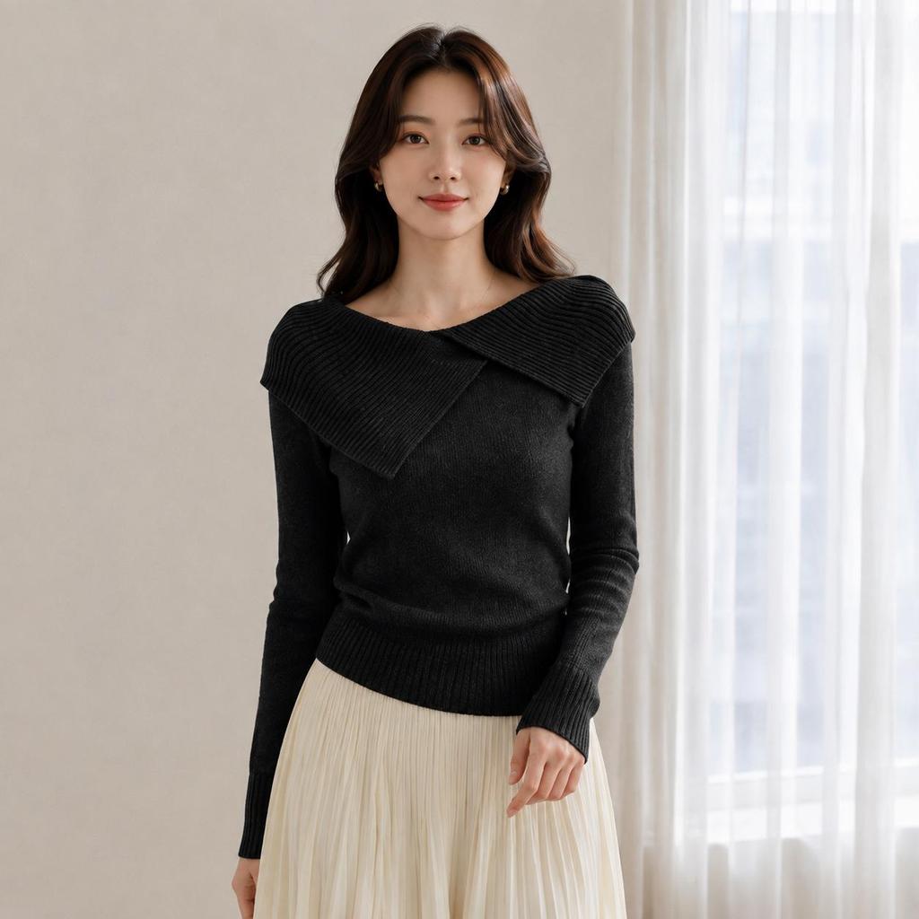 Women's Japanese Style Long-Sleeve Knitted Sweater - Winter 2026 Stylish Versatile Top