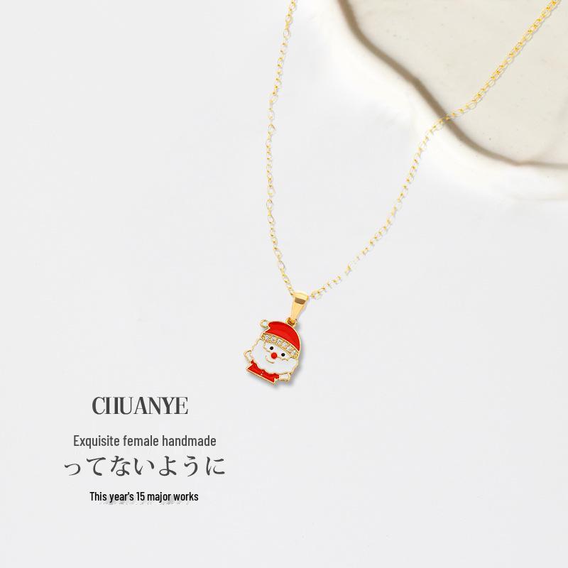 

High-End Non-Fading Titanium Steel Santa Necklace for Women - Versatile European and American Design