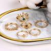 Sada prstenů s českým zlatým řetízkem pro ženy Fashion Boho Coin Snake Moon Rings Dárkové šperky Party Trend