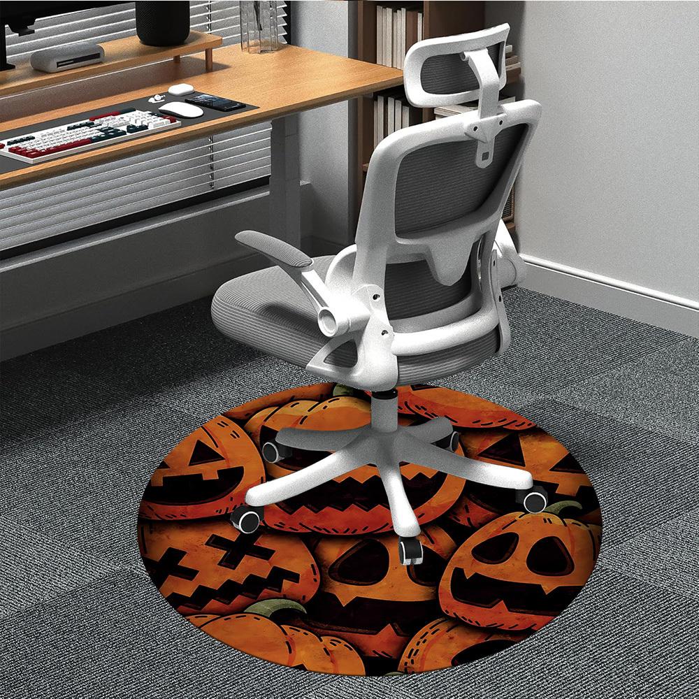 1pc Pumpkin, Halloween Carpet, Round Non Slip Durable Large Size Office Carpet, Suitable for Office