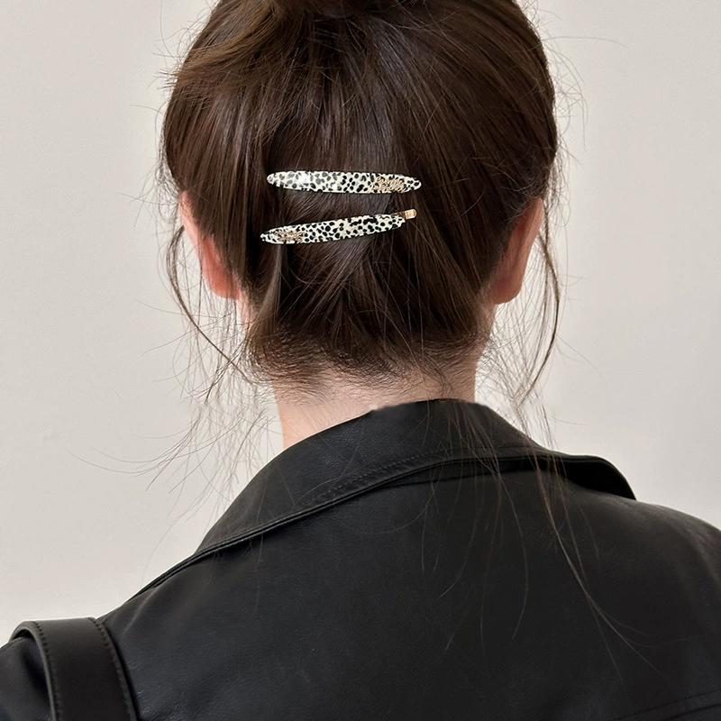 2Pcs/Set Little Willow Leaf Hair Clip French Simple And Elegant Style Side Clip Bang Hairpin One Line Hair Clip
