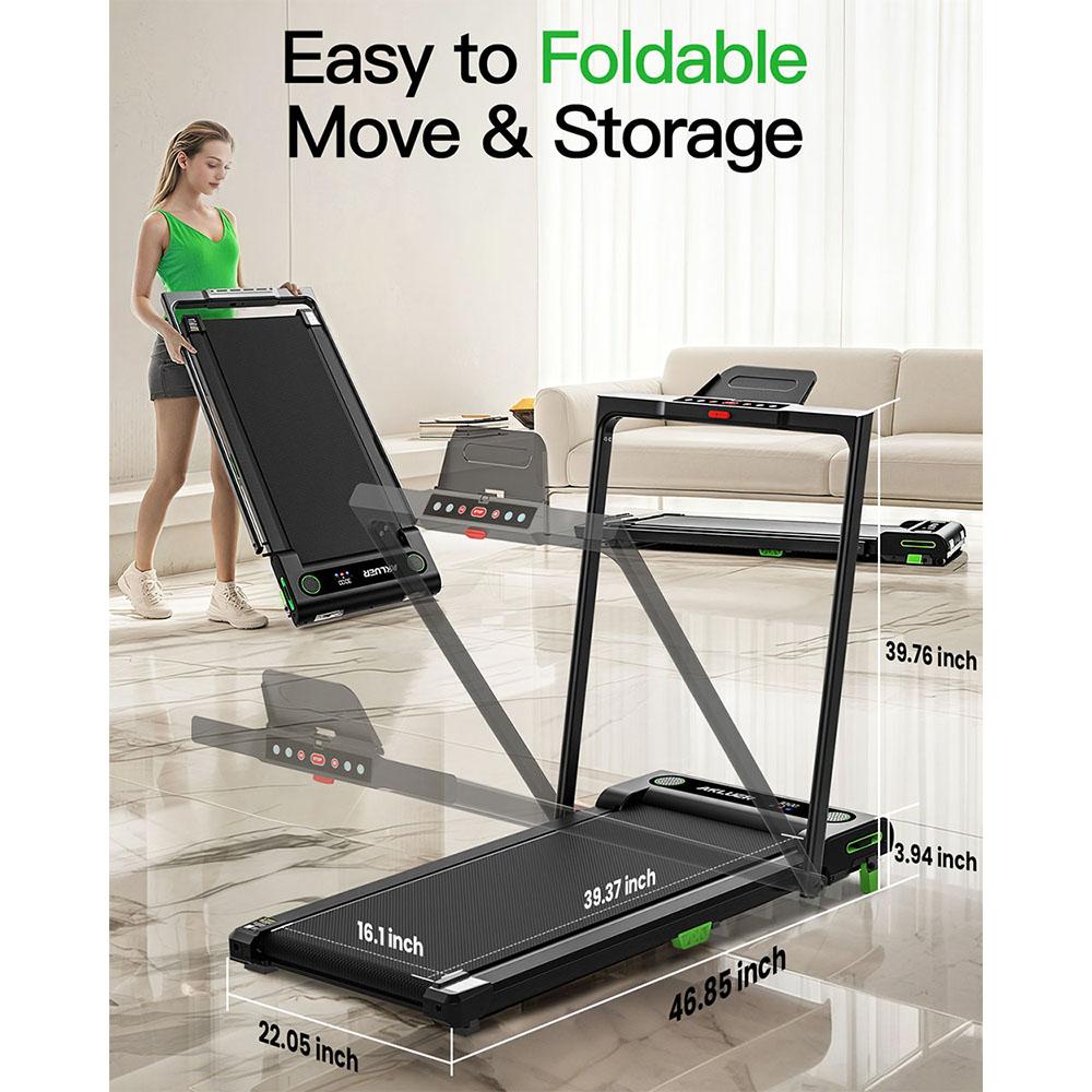 Akluer 480L-B Incline Walking Pad with Handle, 2.5HP Under Desk Treadmill, LED Screen & Remote Control, 330lbs Max Capacity, Foldable