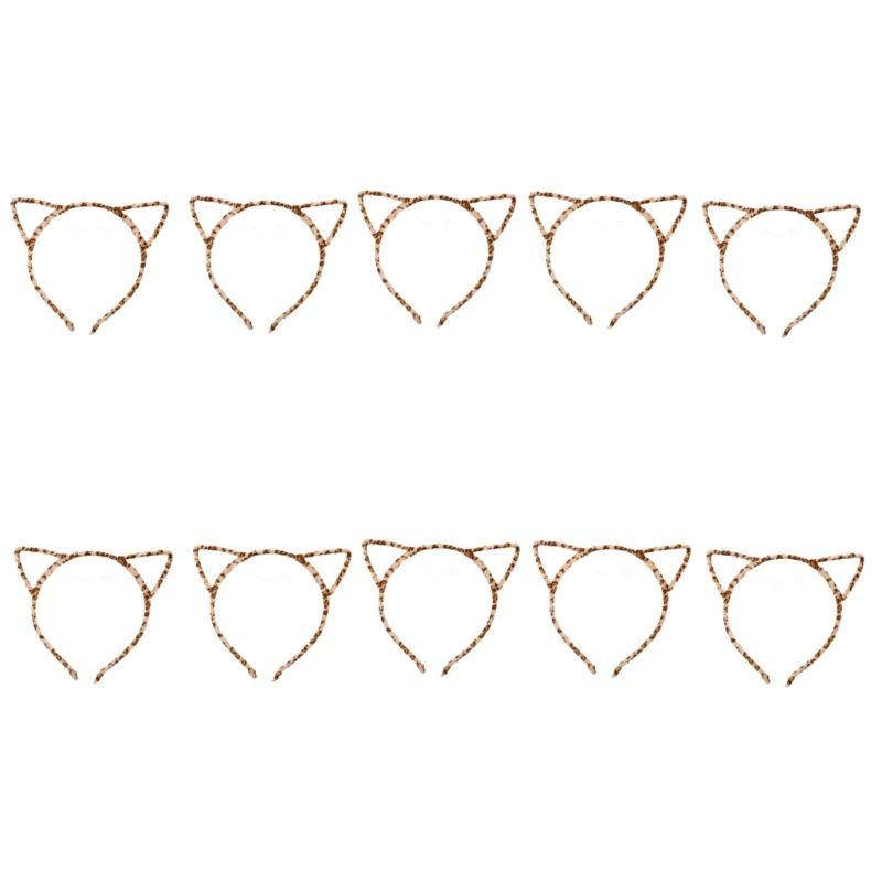 10Pieces Cats Ear Hairhoop Hair Styling Ornament Bendable Hairband For Kids Adults Theme Parties And Everyday Wear