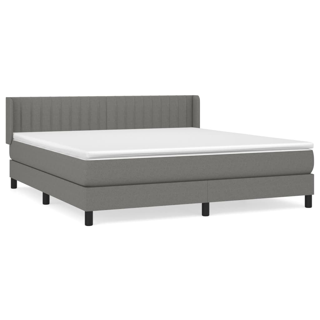 Vidaxl Letto Continentale Con Materasso, Tessuto Grigio Scuro 160X200 Cm