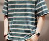Herren Plus Size Farbblock Gestreiftes Kurzarm-T-Shirt - 260g Schwergewicht, Sommerlich Lässig Trendiges Halbarm-Tee