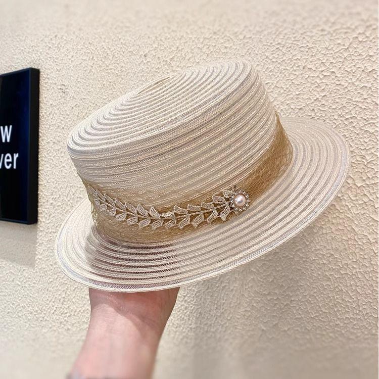 Flat Top Hat Women's Summer Thin Breathable Travel Sunshade Vacation Beach Hat