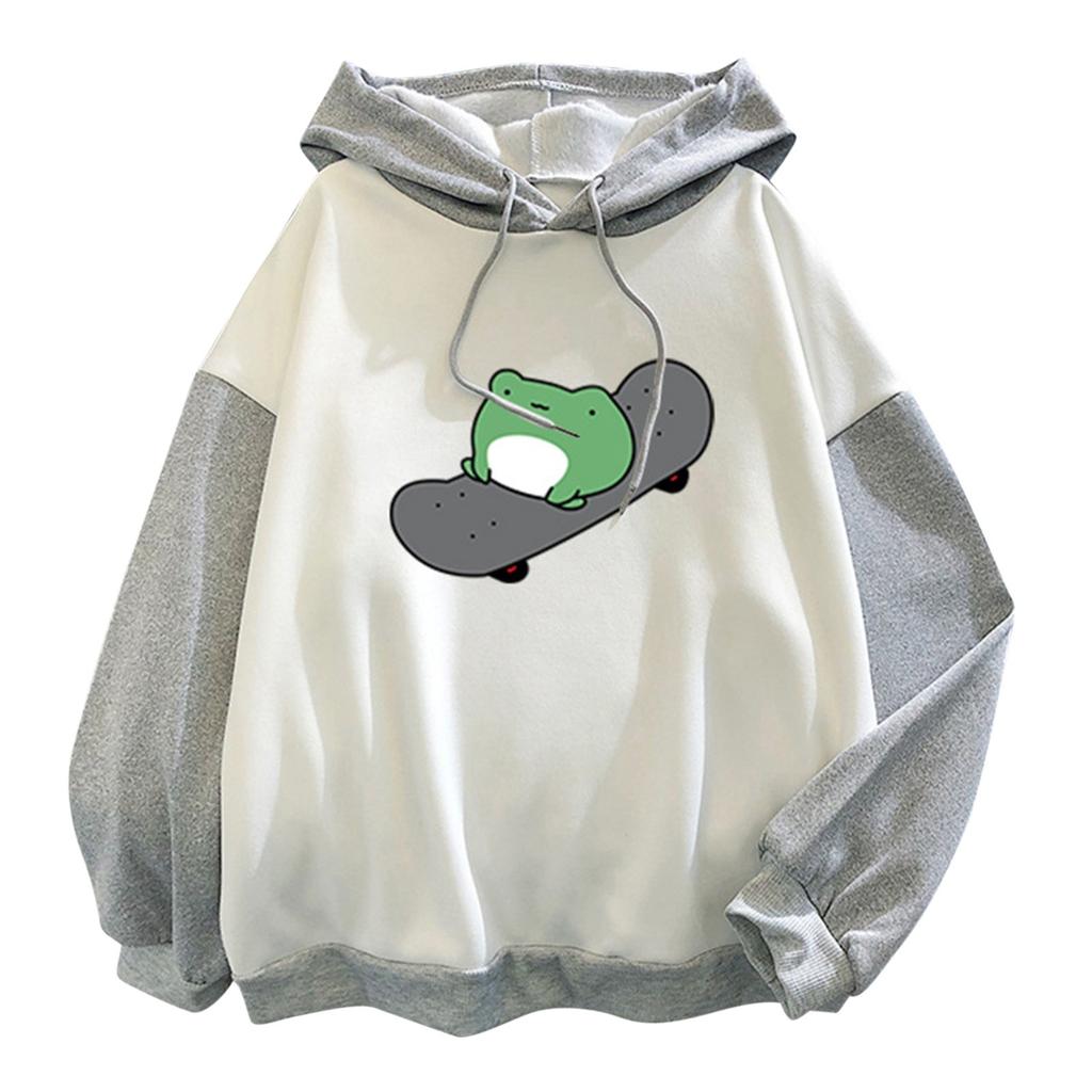 Damenmode New Stitching Cute Plus Velvet Langarm-Sweatshirt mit Kapuze