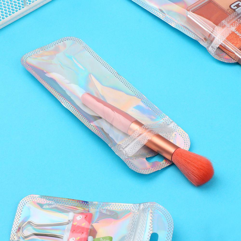 50pcs Laser Packaging Bags Resealable OPP Bags Cosmetic Bag One Side Clear Holographic Mini Aluminum Foil Zip Lock Bags Thick