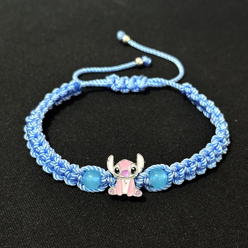 Аниме Стич Хрустальный Плетеный Браслет Цепочка с Бусинами