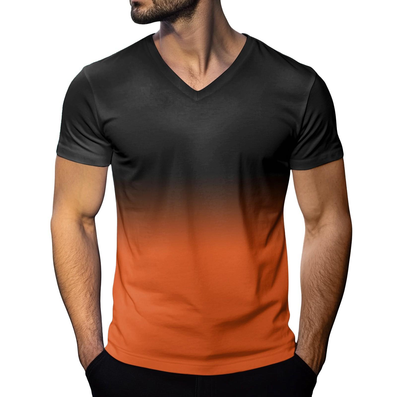 Мужская модная футболка с коротким рукавом и V-образным вырезом L чёрный 1173₽