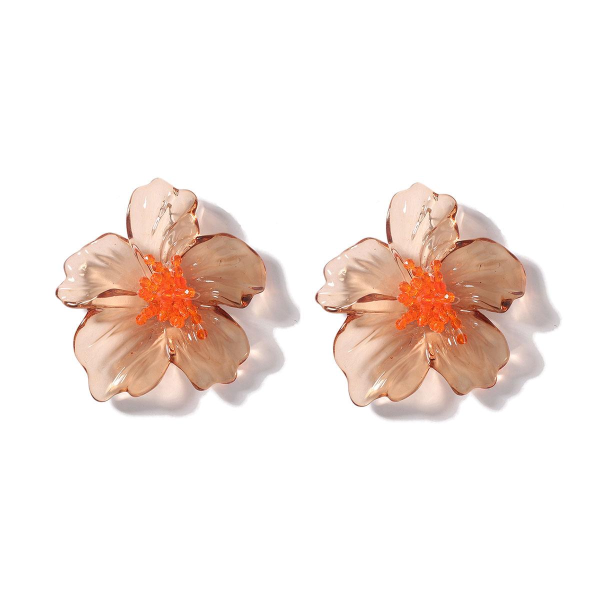 

ZAA Trendy Colorful Resin Flower Earrings Women Luxury High Quality Elegant Holiday Party Jewelry Accessories коричневий