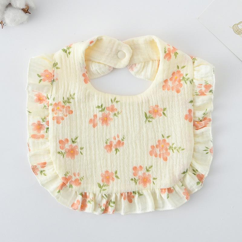 Ruffle Baby Drool Bibs: Pure Cotton Printed Lace Bibs
