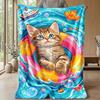 Kitten in Valentine s Frame Theme blanket Lightweight Warm Flannel Blanket Decorative Throw Blanket for Home Decoration