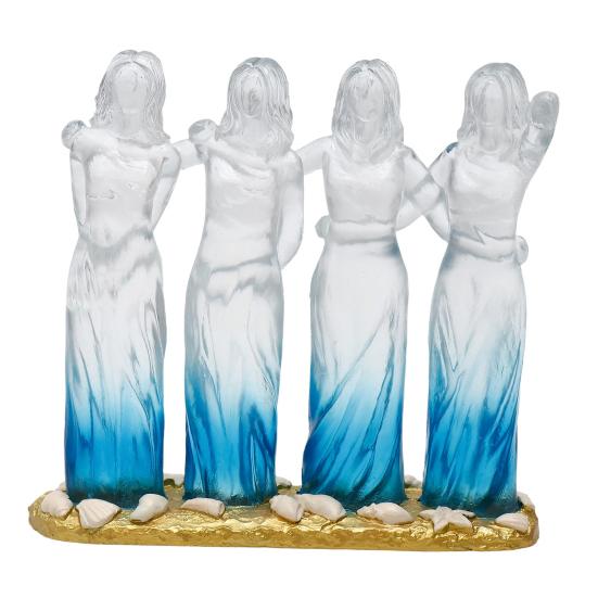 Sea Glass Style Sisters Friendship Figurine Resin 2/3/4 Sisters Hugging Sculpture Memorial Keepsake Gift for Sister Best Friend Woman