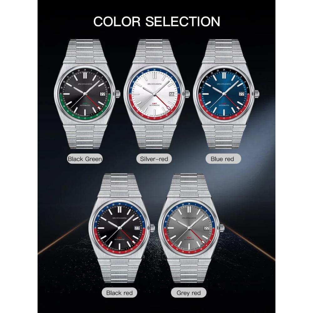 Specht&Sohne Luxury Gmt Automatic Watches For Men Japan NH34 Mechanical Wristwatch Sapphire Glass Stainless Steel 50M Waterproof