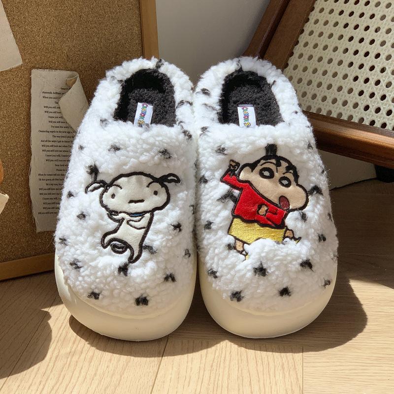 Genuine IP joint name Mingsheng crayon small new cotton slippers winter couple home warm cartoon Mao Mao shoes