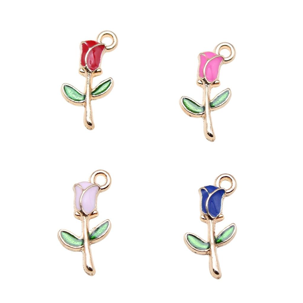 Enamel Charms Multi Color Flower Pendants For Floral Themed Jewelry