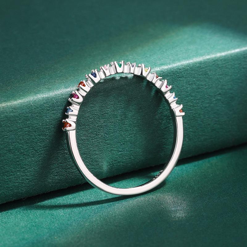 Colorful Zircon Sterling Silver Women's Ring - 925 Silver Graduation Birthday Gift