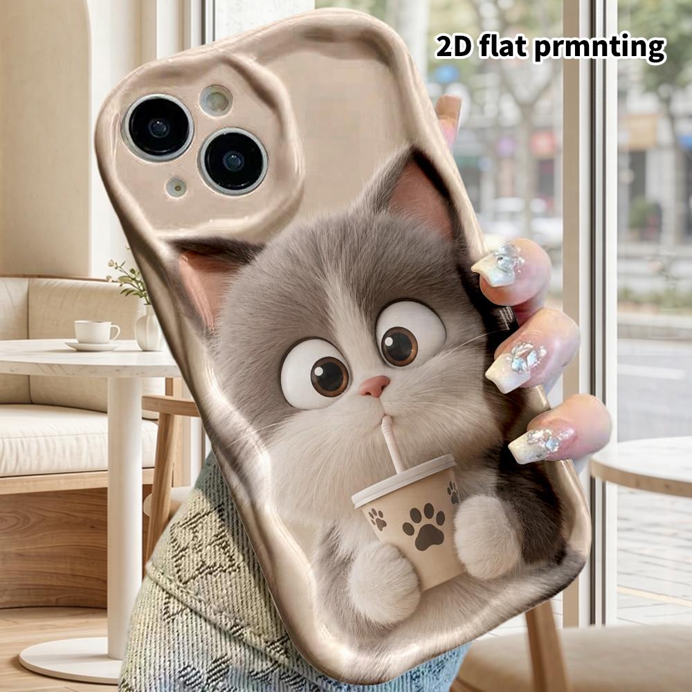 Phone Case: 2D Flat Design Suitable for iPhone 18 17 16 15 14 13 Pro Film Protective Case, Couple Style, Little Gray Cat, Christmas and Halloween Gift