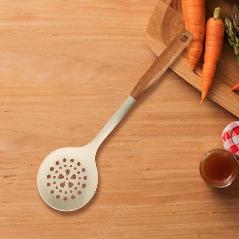 Huaqingge Wood Handle Silicone Slotted Spoon