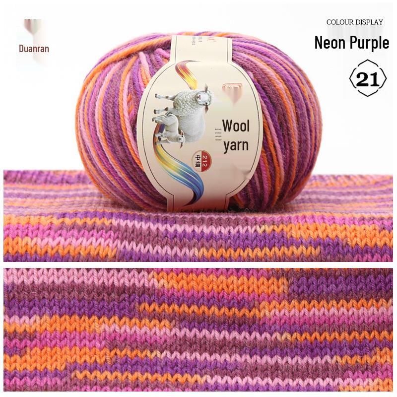 Rainbow Gradient Wool Yarn for Hand-Knitted Sweaters, Baby Hats, and Scarves